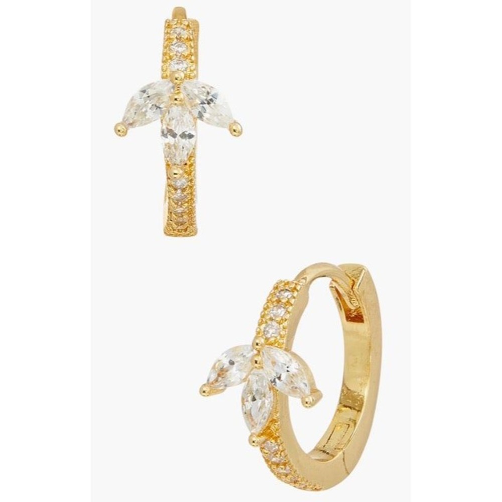 SAVVY CIE JEWELS CZ Winged 14mm Huggie Hoop Earrings